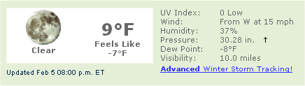 Weather for 2-5-07